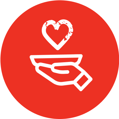 Graphical icon of food and heart