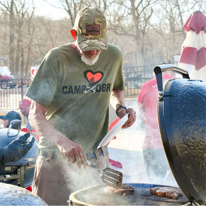 Man cooking on a grill