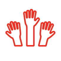 Hands in the air graphic icon