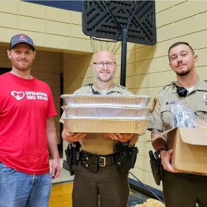Delivering food to police