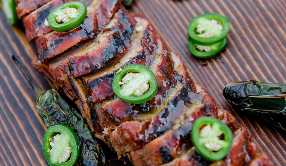 Grilled Pork Tenderloin with Jalapeno-Apricot Glaze